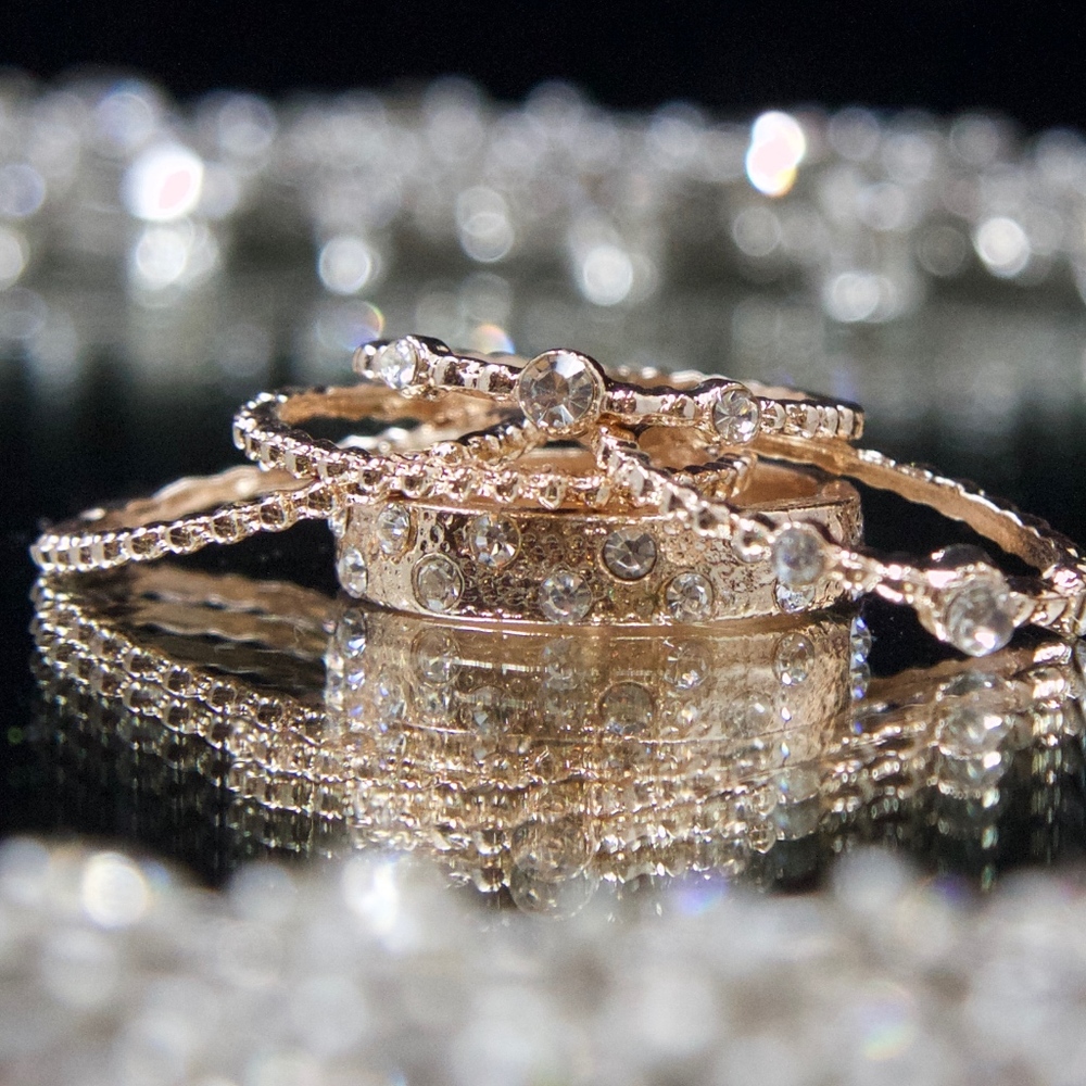 14kt Gold Dipped Swarovski Stack Rings - Picture 7 of 8